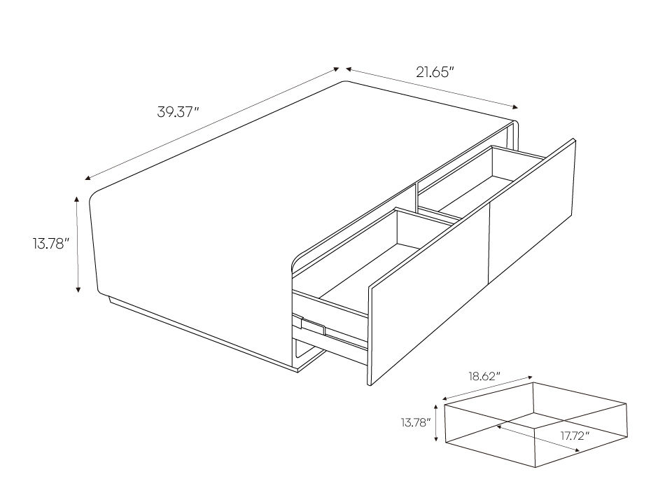Rectangular Walnut & Black MDF Coffee Tables