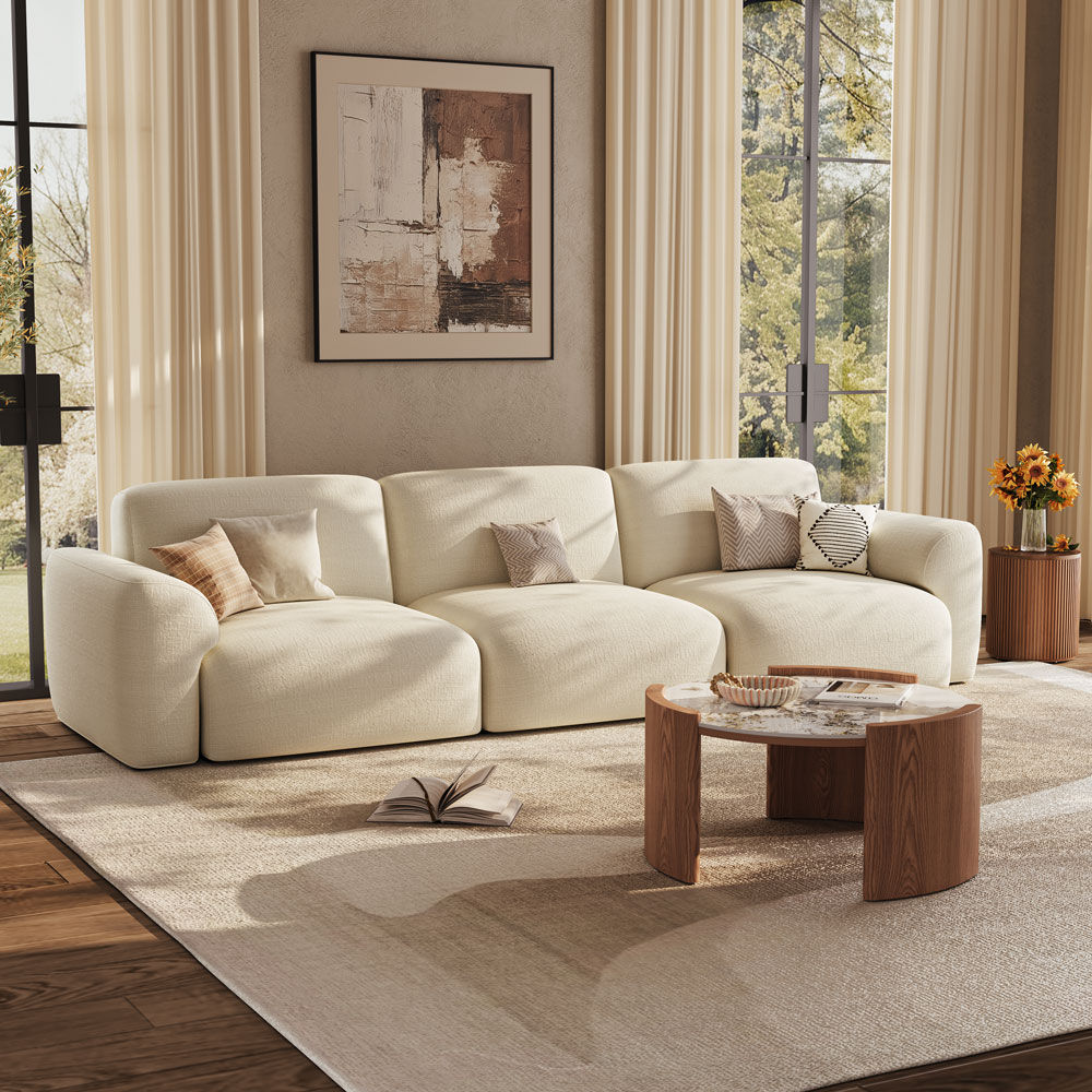 Modern Walnut Glossy Sintered Stone Coffee Tables