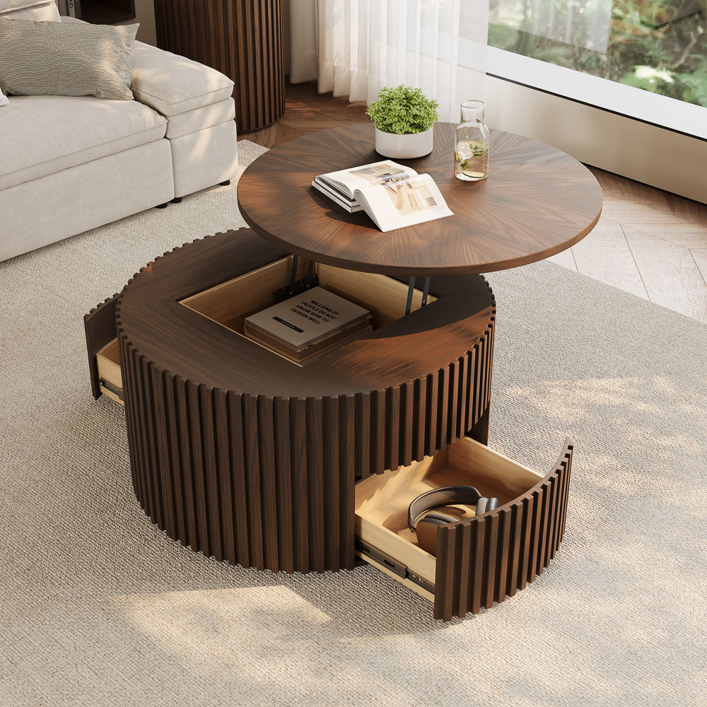 Wood Dark Walnut Plywood Coffee Tables