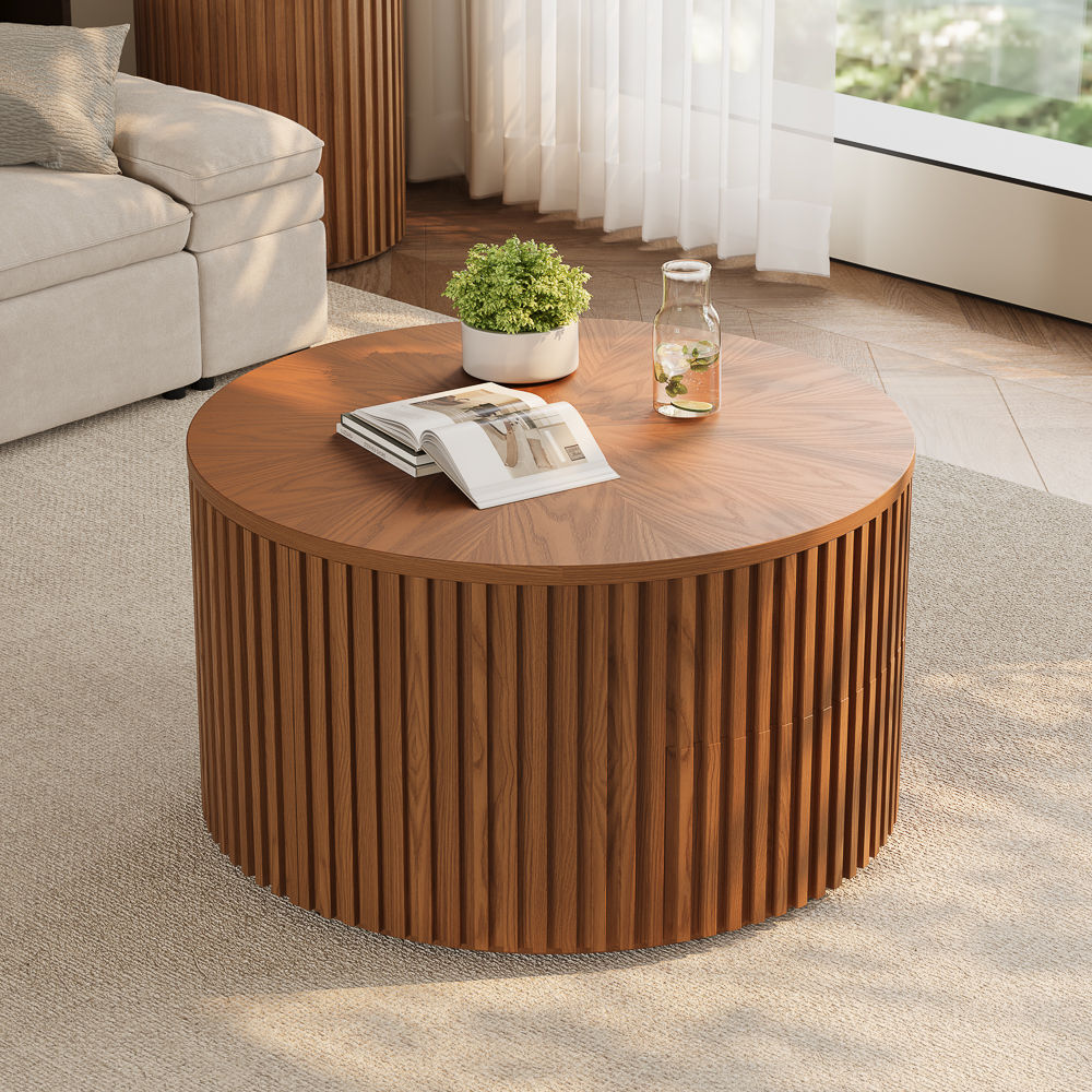 Mid-Century Modern Walnut Color Plywood Coffee Tables