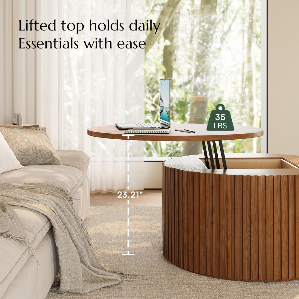 with Storage Walnut Color Plywood Coffee Tables