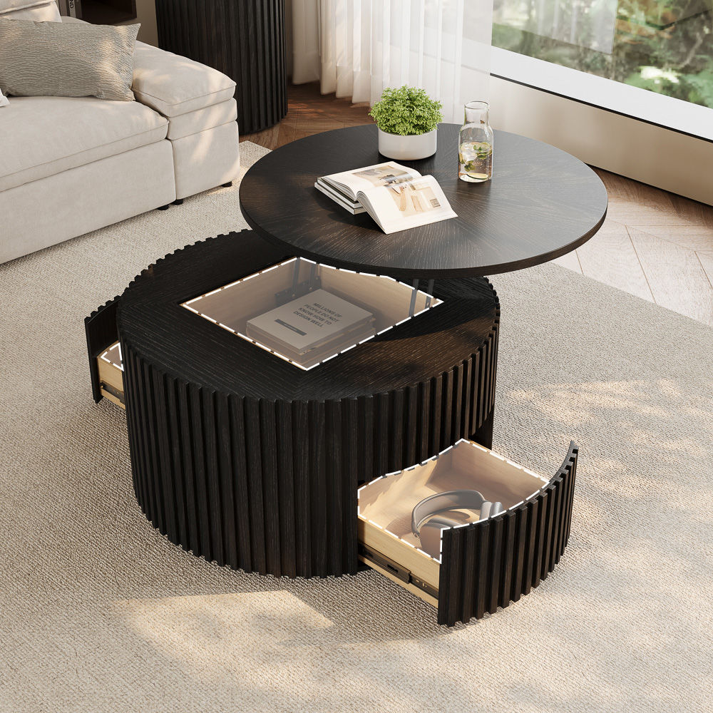 Lift top Black Plywood Coffee Tables