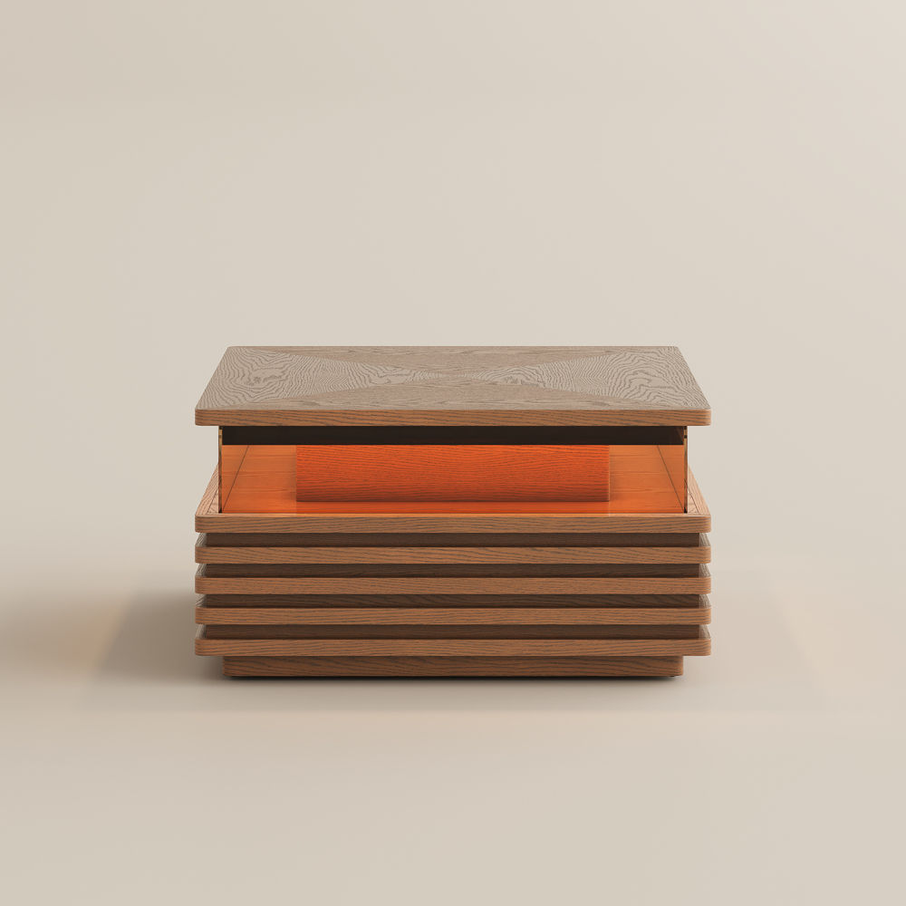 Square Walnut Color Engineered Wood Coffee Tables