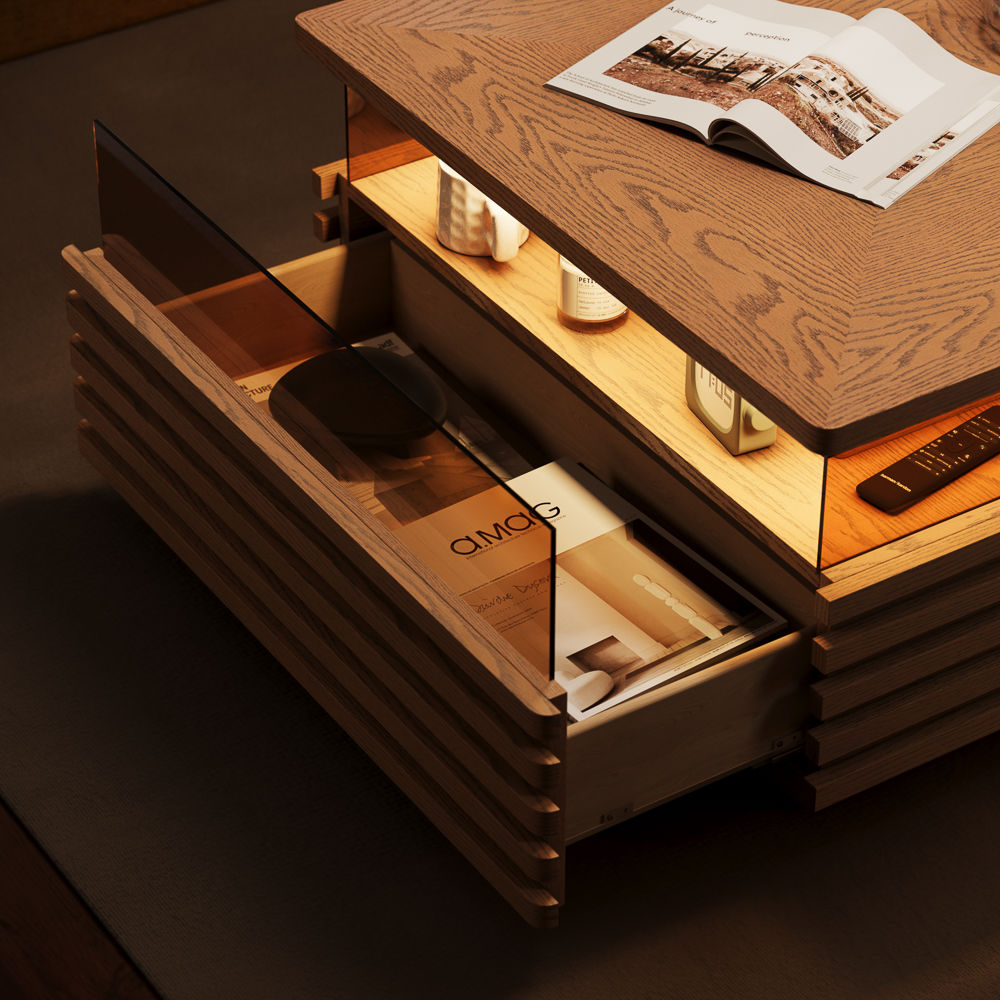 Fully Assemble Walnut Color Engineered Wood Coffee Tables