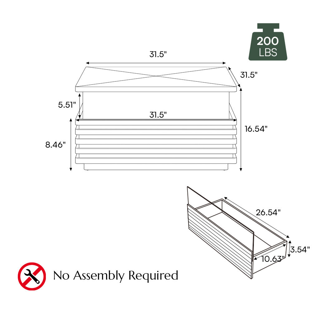 Slatted Design Walnut Color Engineered Wood Coffee Tables
