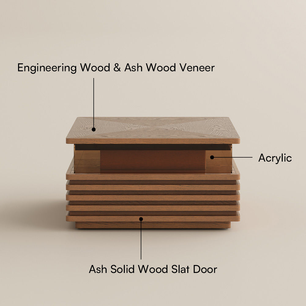 Square Walnut Color Engineered Wood Coffee Tables