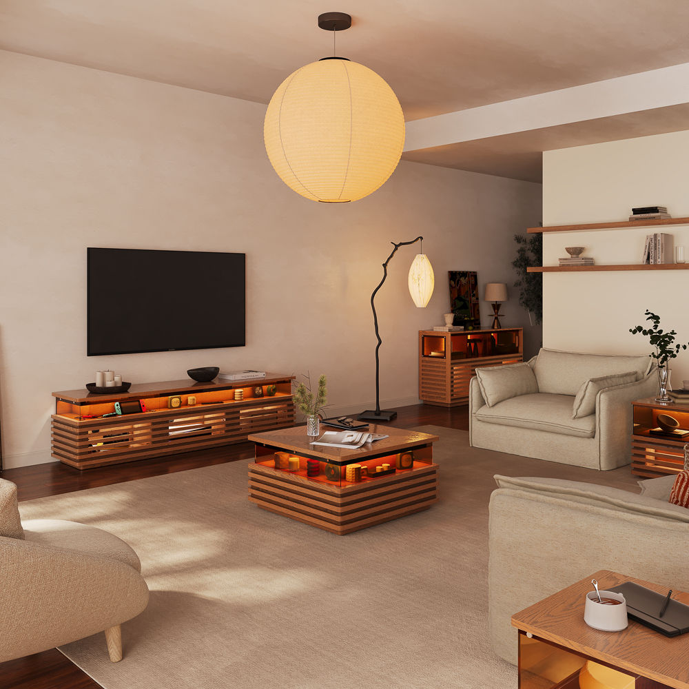 Selene Walnut Color Engineered Wood Coffee Tables