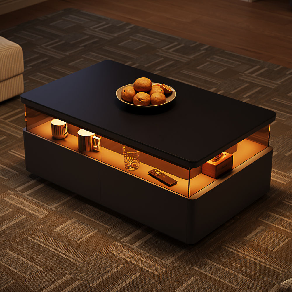 Modern Black Sintered Stone Coffee Tables
