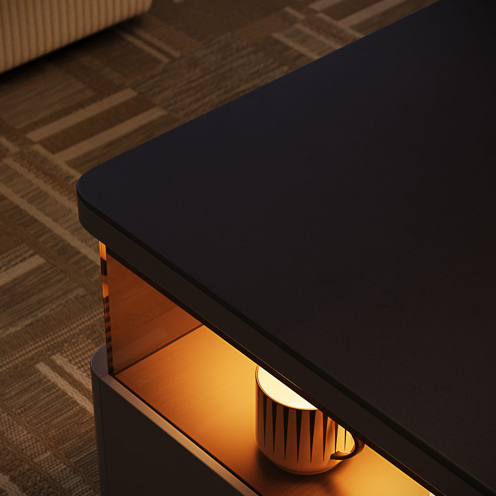 Mid Century Modern Black Sintered Stone Coffee Tables