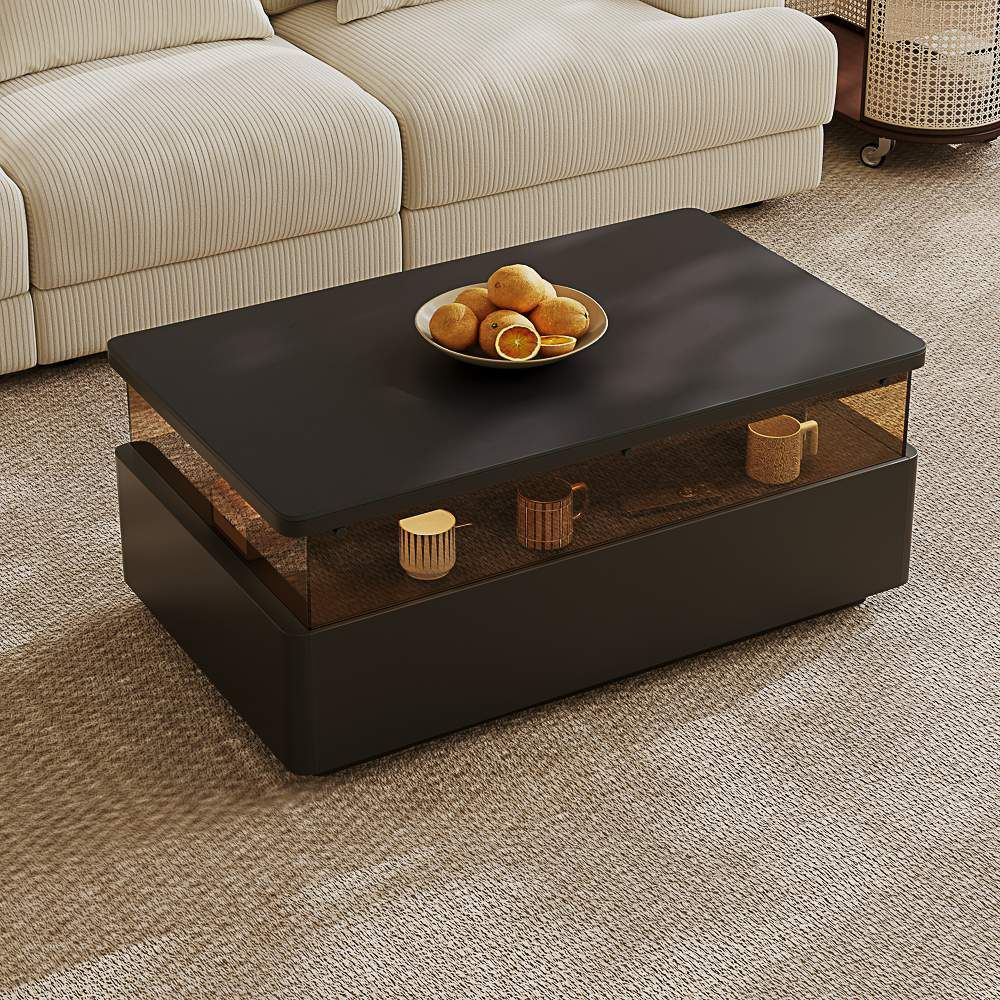 Mid Century Modern Black Sintered Stone Coffee Tables