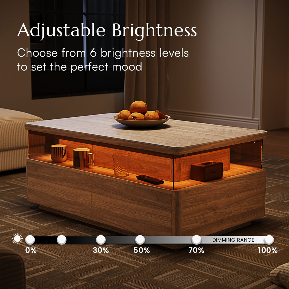 Aether Walnut Color Sintered Stone Coffee Tables