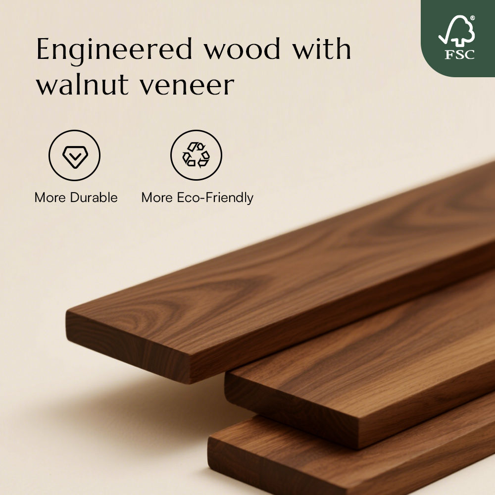 Wood Walnut Color Sintered Stone Coffee Tables