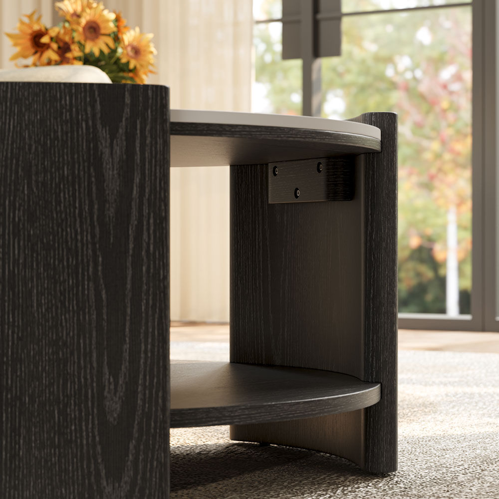 Modern Black Glossy Sintered Stone Coffee Tables