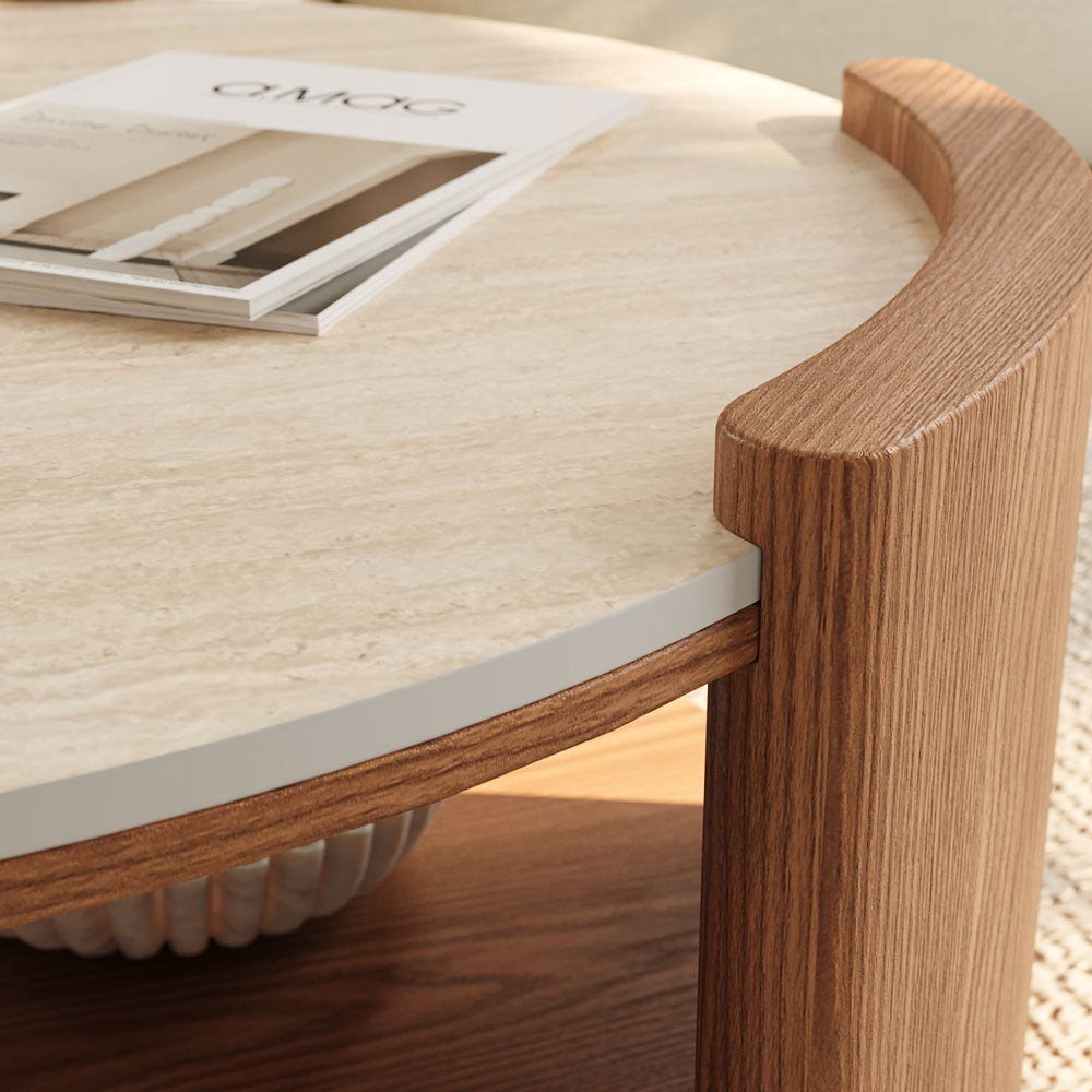 Sintered Stone Walnut Color Matte Sintered Stone Coffee Tables