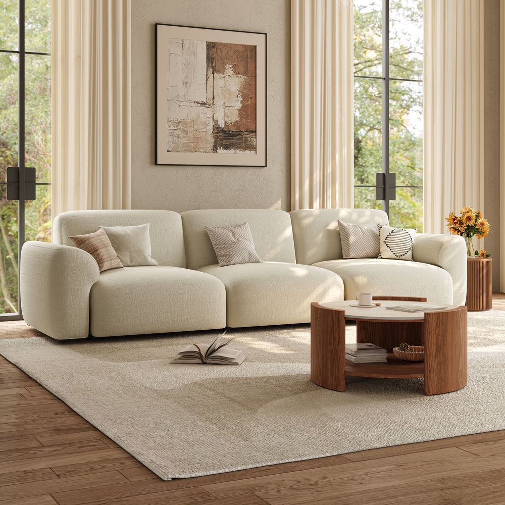 Modern Walnut Color Matte Sintered Stone Coffee Tables