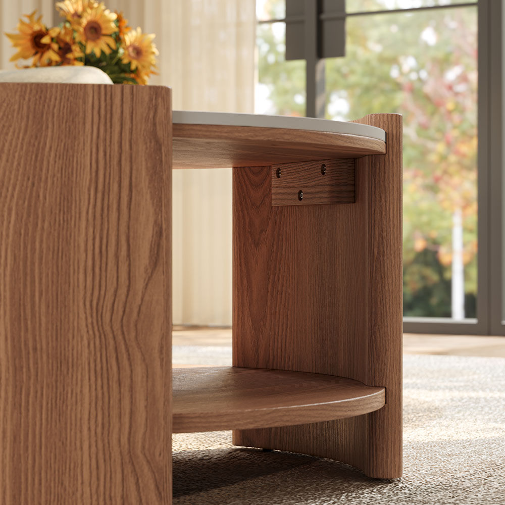 Wood Walnut Color Matte Sintered Stone Coffee Tables