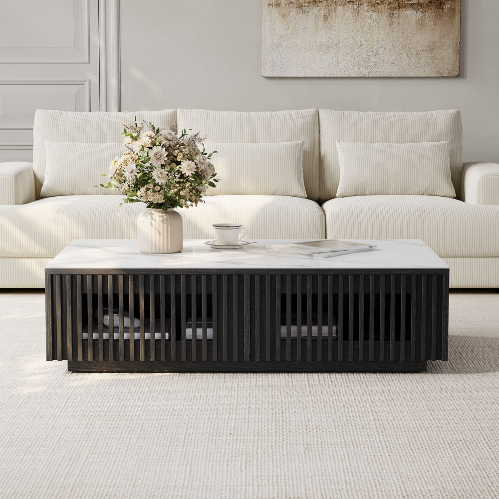 Black Engineered Wood Coffee Tables