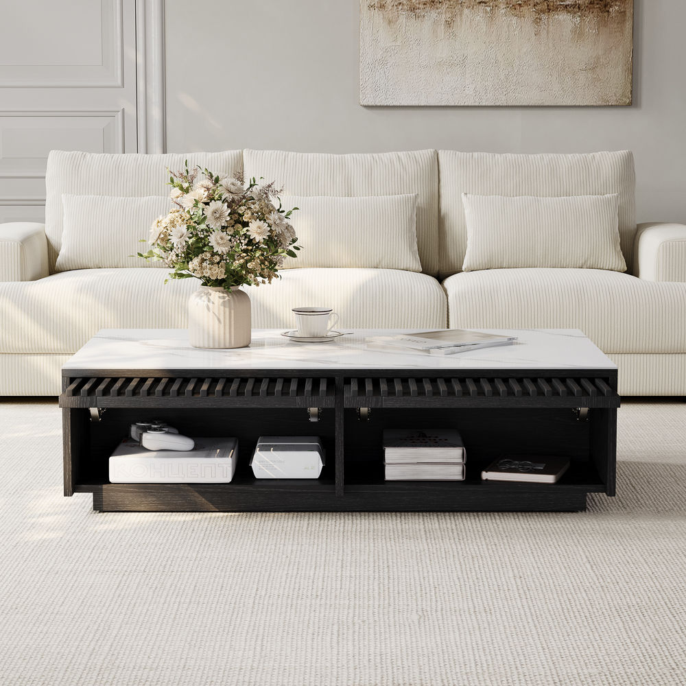 Black Engineered Wood Coffee Tables