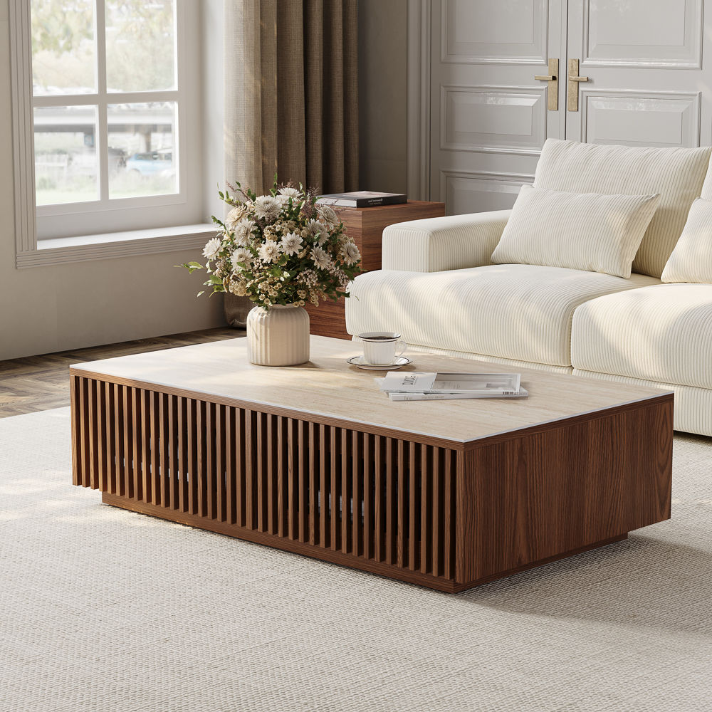 Walnut Color Engineered Wood Coffee Tables
