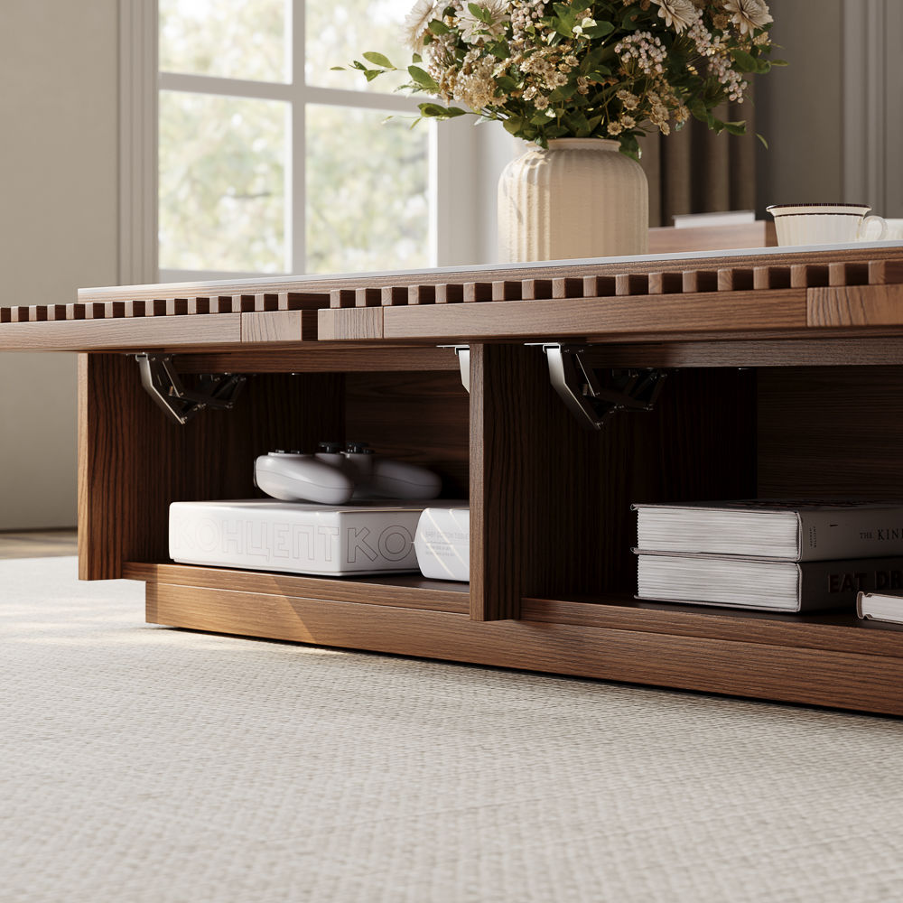 Walnut Color Engineered Wood Coffee Tables