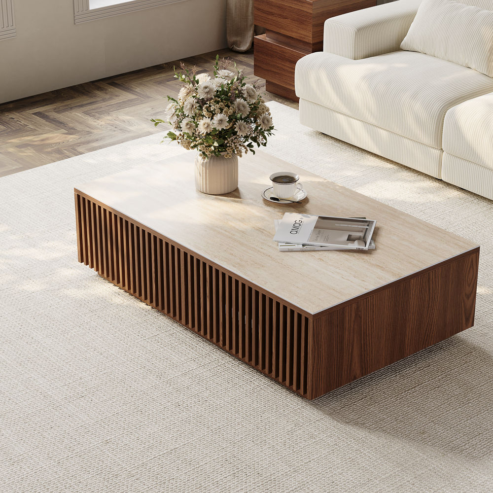 Walnut Color Engineered Wood Coffee Tables