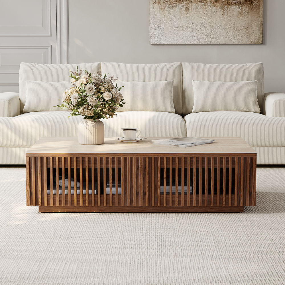 Walnut Color Engineered Wood Coffee Tables