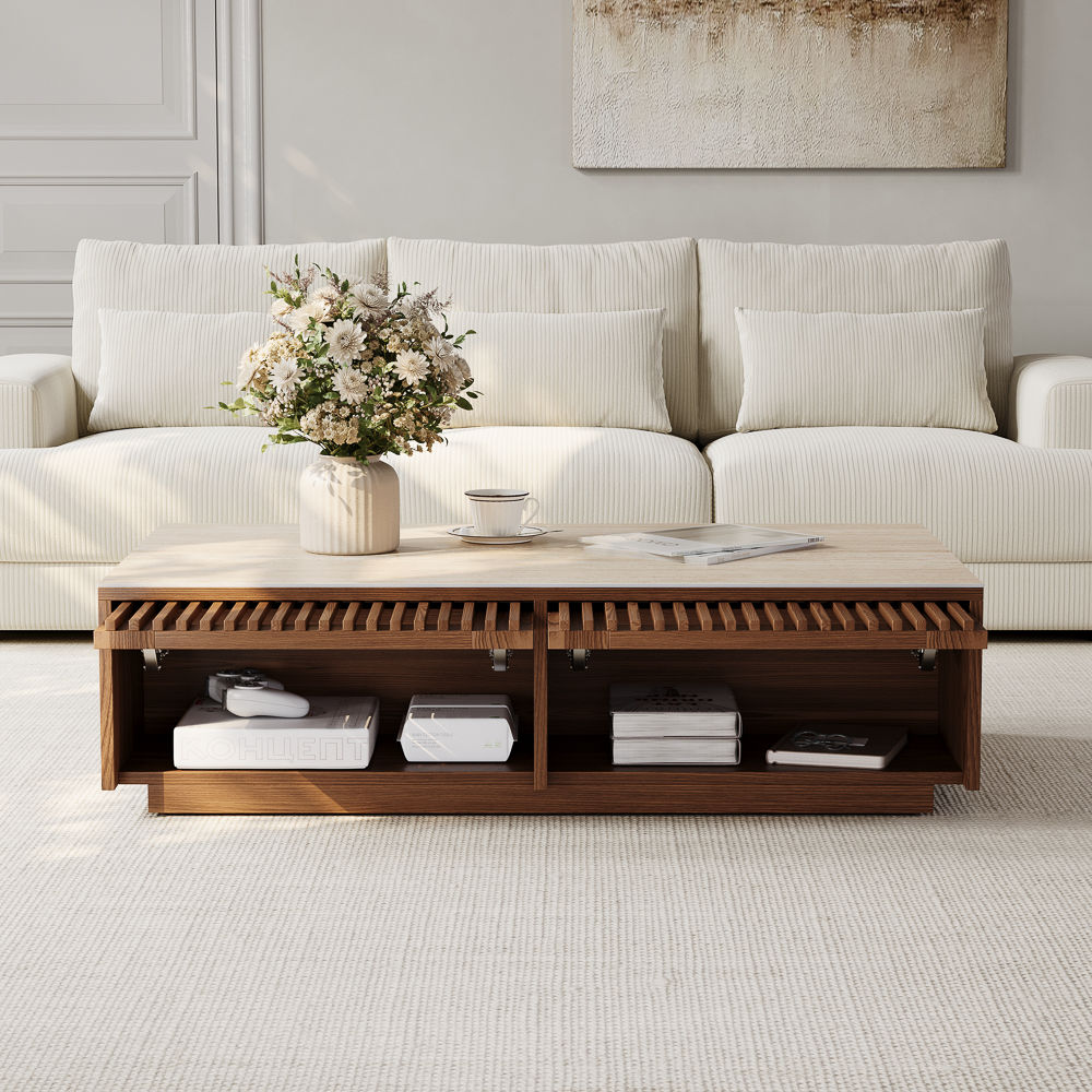 Walnut Color Engineered Wood Coffee Tables