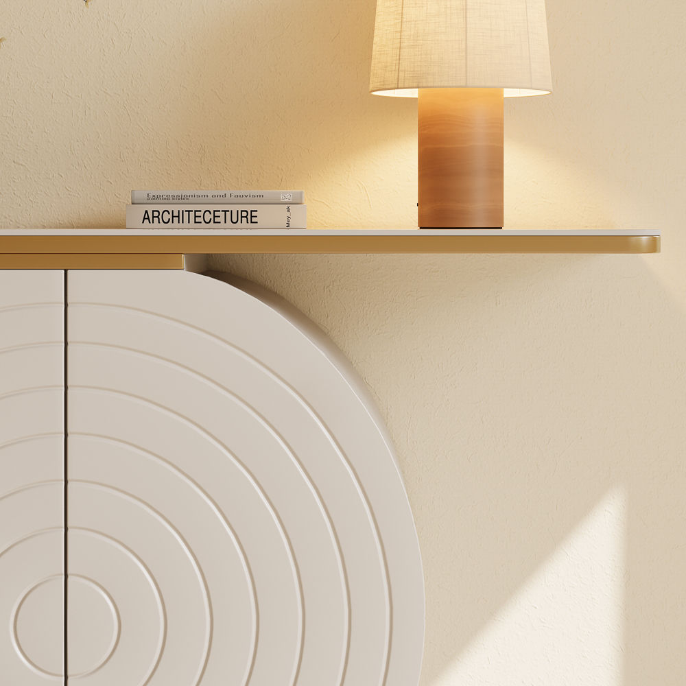 Partly Assemble White & Golden Engineered Wood Console Tables