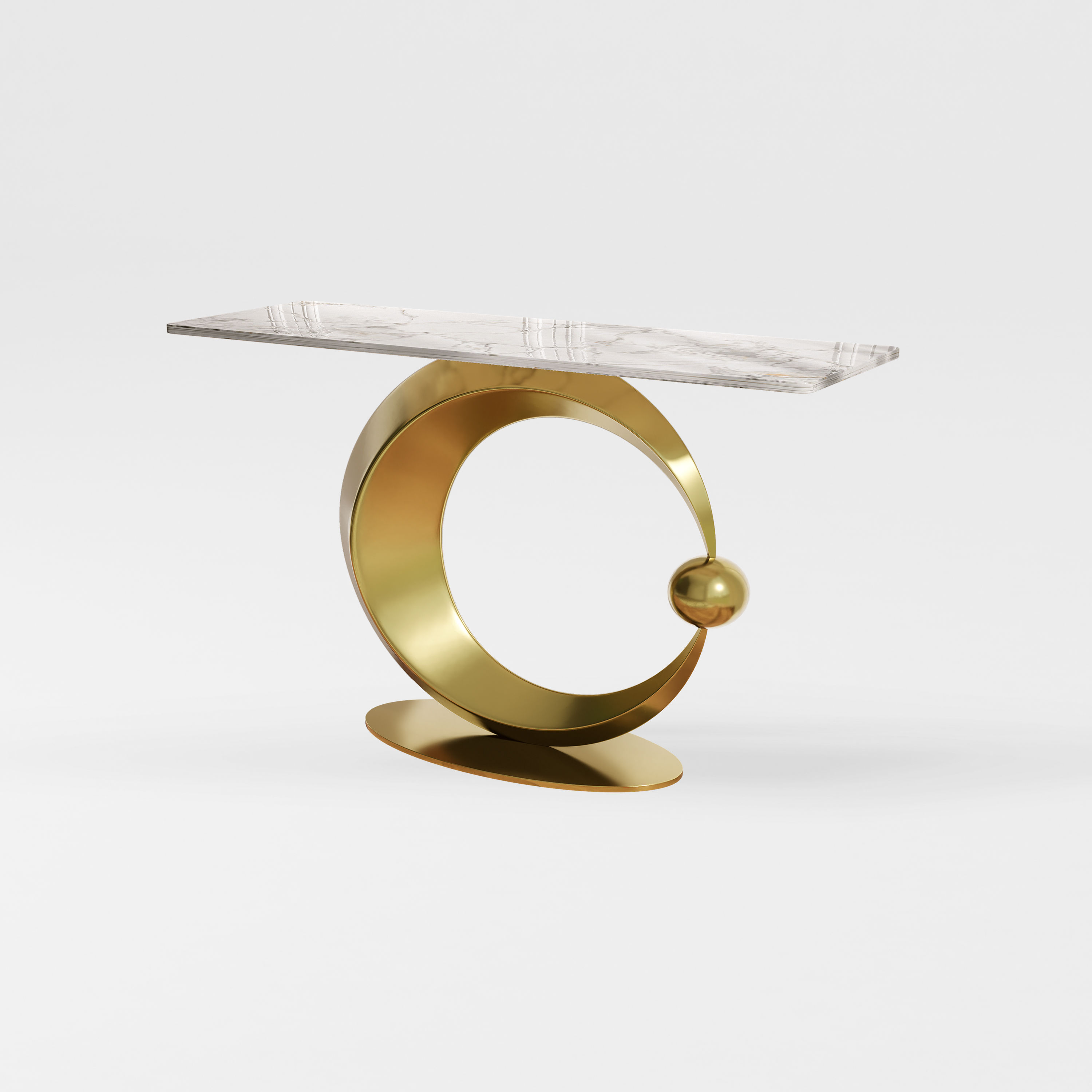 Metal Base White & Gold Sintered Stone Console Tables