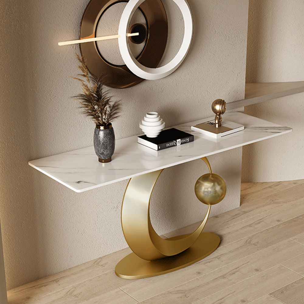 Partly Assemble White Sintered Stone Console Tables