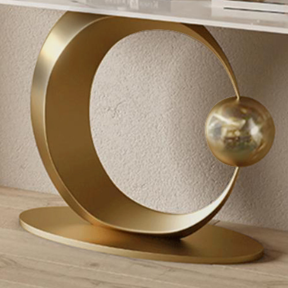 Metal Base White Sintered Stone Console Tables