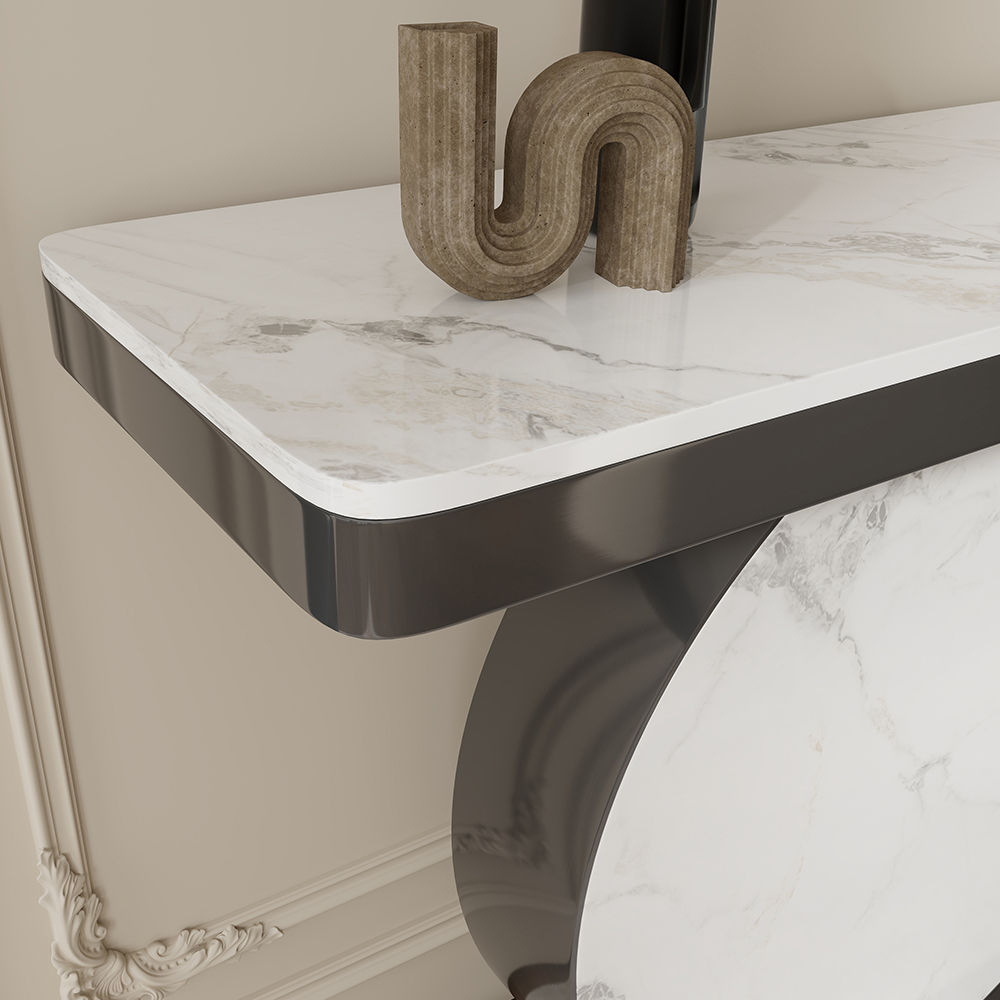 Partly Assemble Gray Sintered Stone Console Tables
