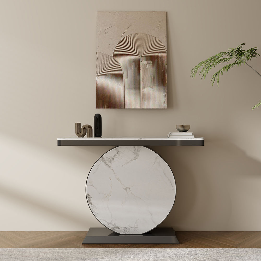 Partly Assemble Gray Sintered Stone Console Tables