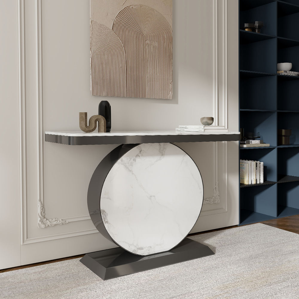 Partly Assemble Gray Sintered Stone Console Tables