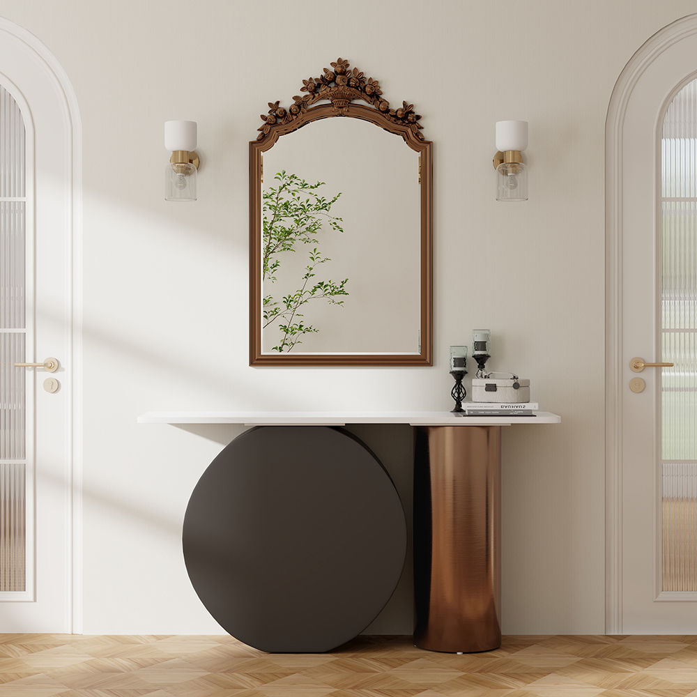 Black & Bronze Sintered Stone Console Tables