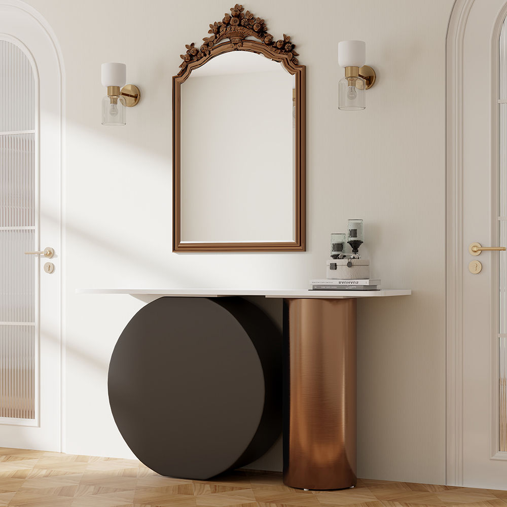 Black & Bronze Sintered Stone Console Tables