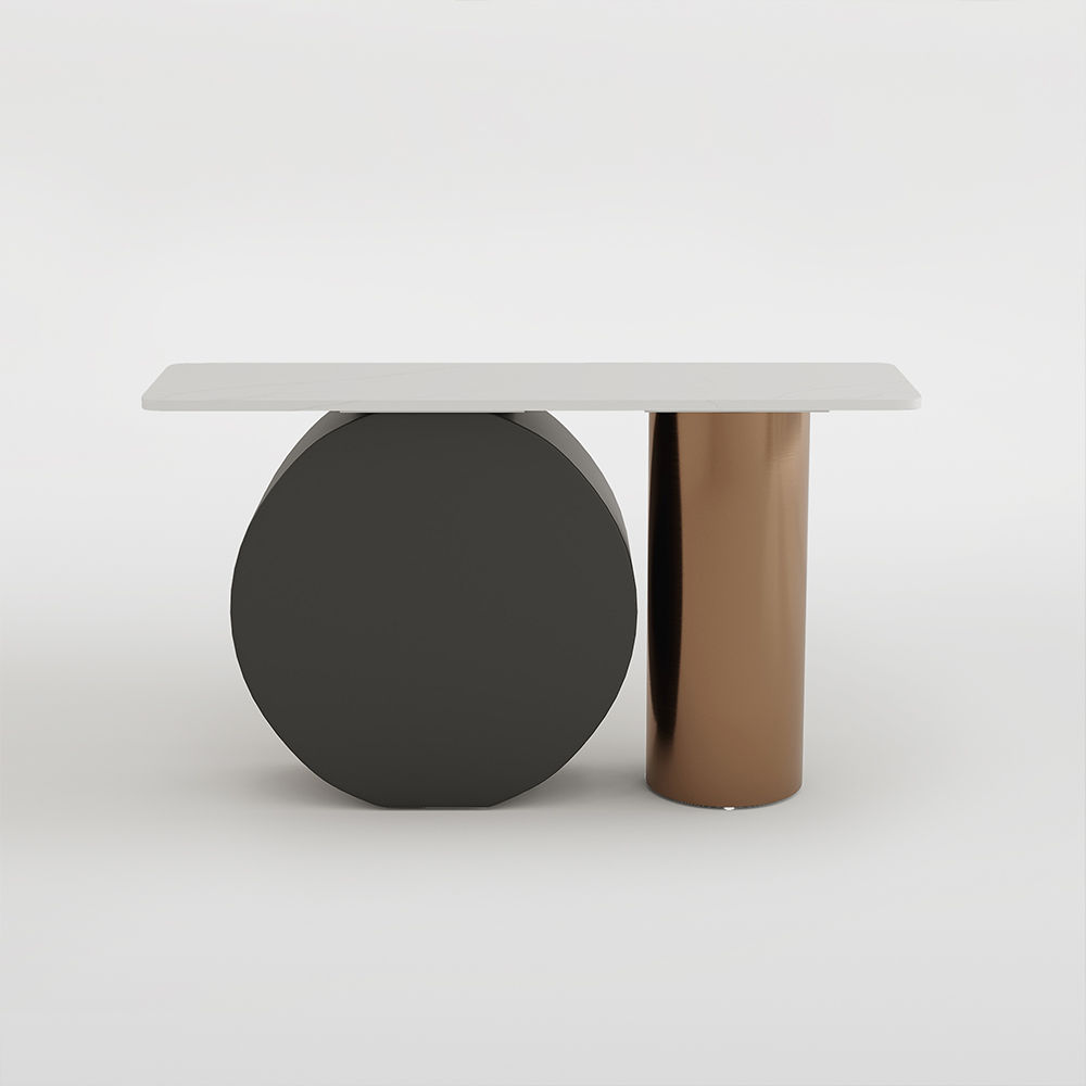 Black & Bronze Sintered Stone Console Tables