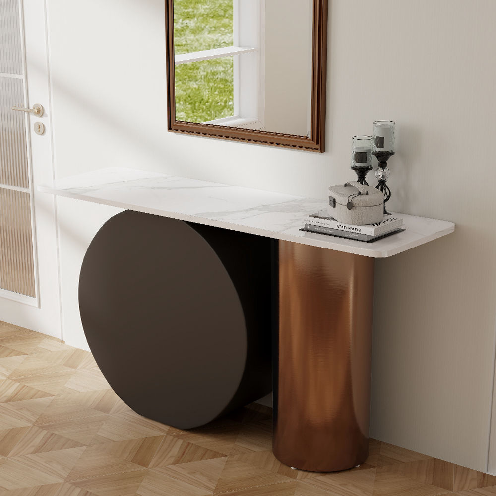 Black & Bronze Sintered Stone Console Tables