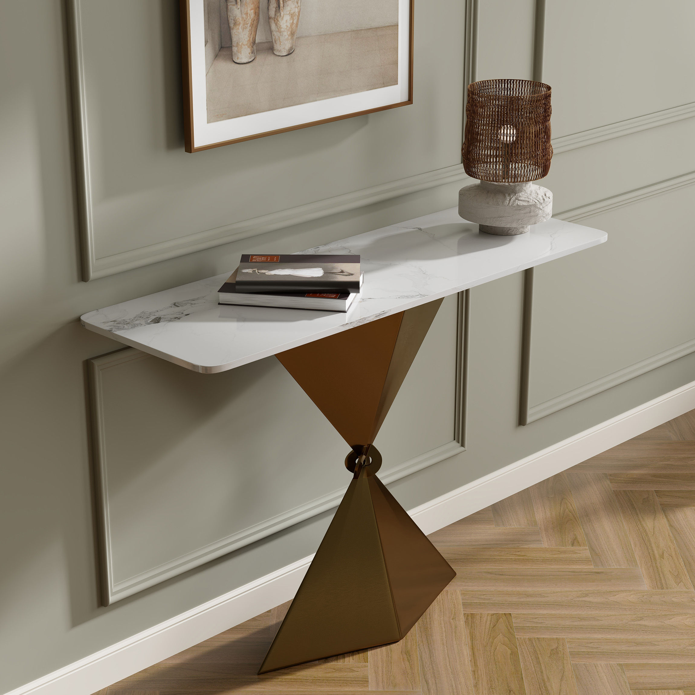 Bronze Sintered Stone Console Tables