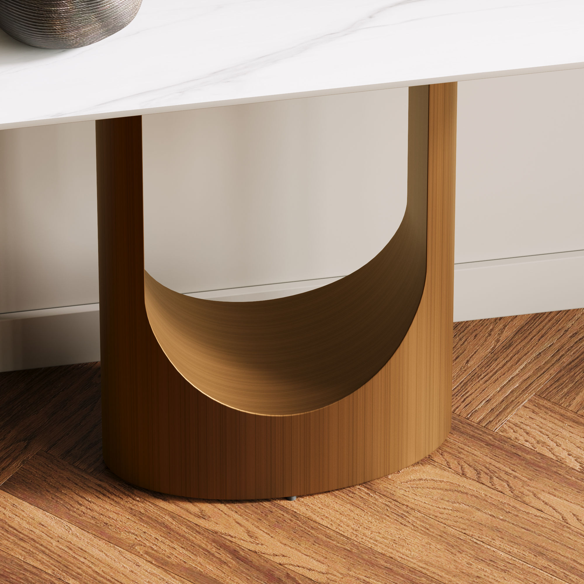 Partly Assemble Bronze Sintered Stone Console Tables