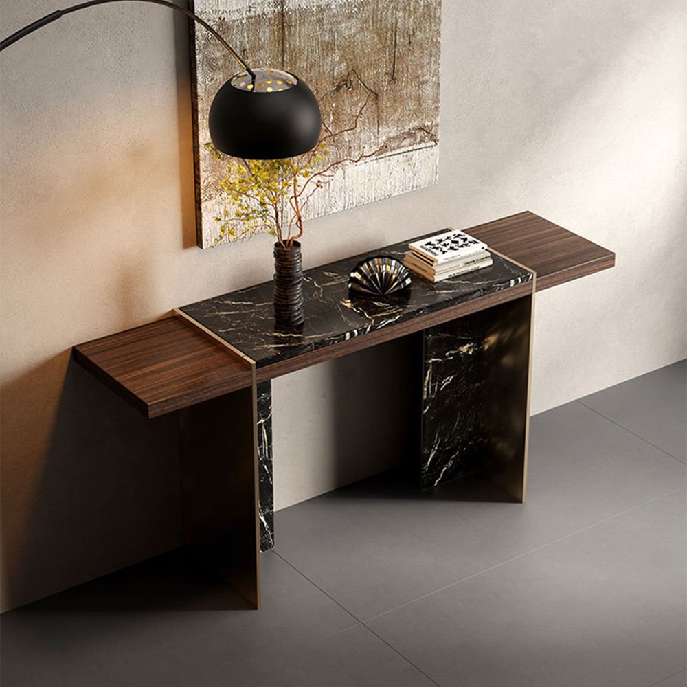 Marble Dark Wood & Black Solid Wood & Metal Console Tables