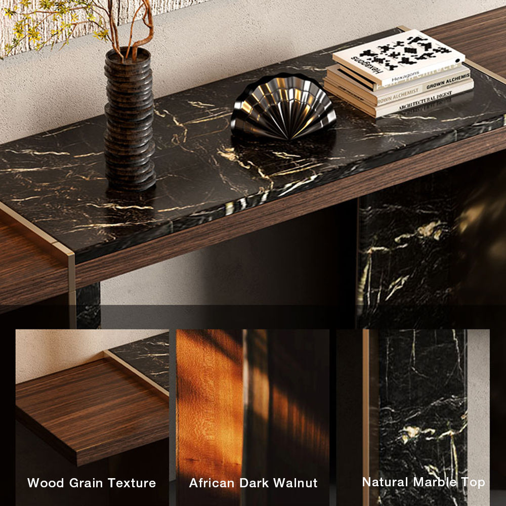 Partly Assemble Dark Wood & Black Solid Wood & Metal Console Tables