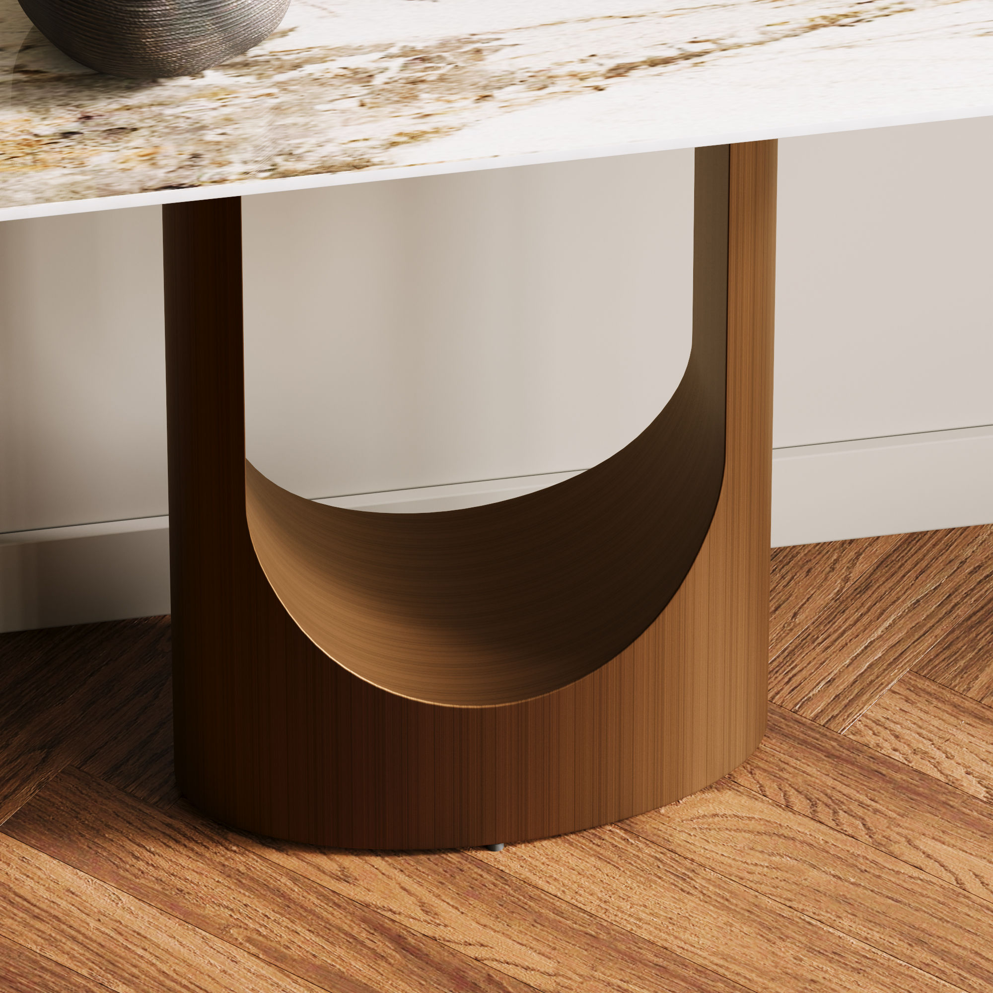 Modern Pandora & Bronze Sintered Stone Console Tables