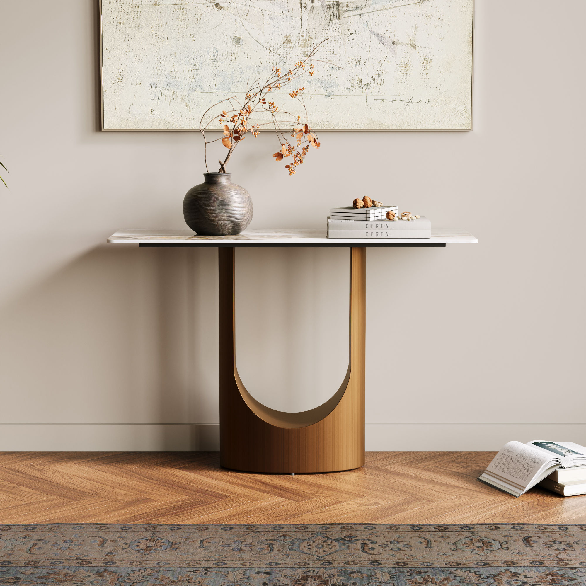 Partly Assemble Pandora & Bronze Sintered Stone Console Tables