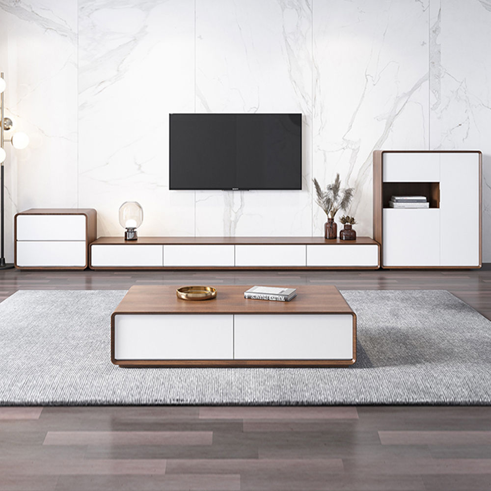 Bois foncé et blanc  MDF Meubles TV