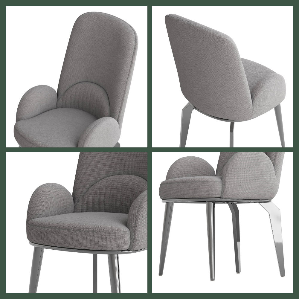 Velvet Gray & Silver Dining Chairs