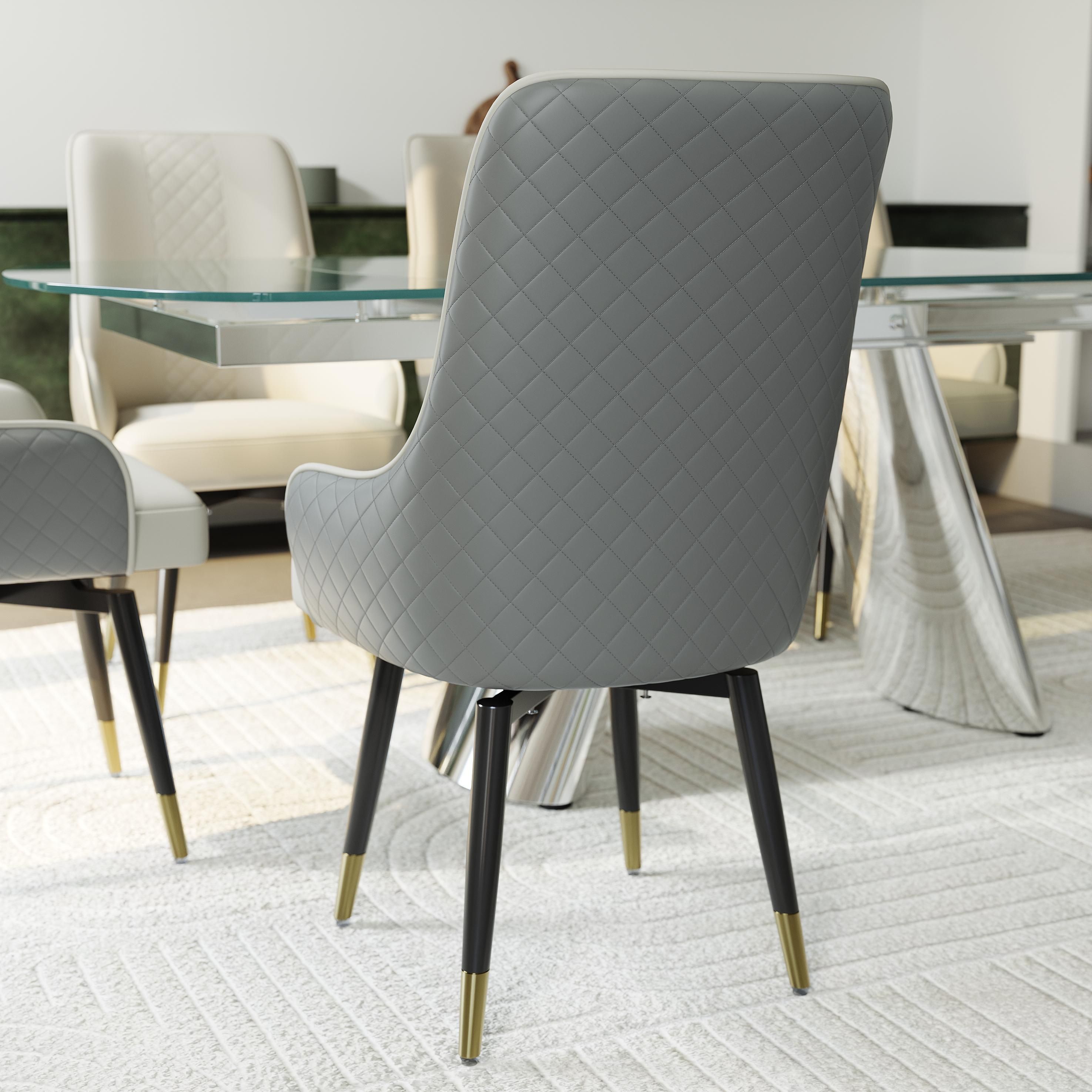 Light Gray Gray & Light Gray PU Leather Dining Chairs