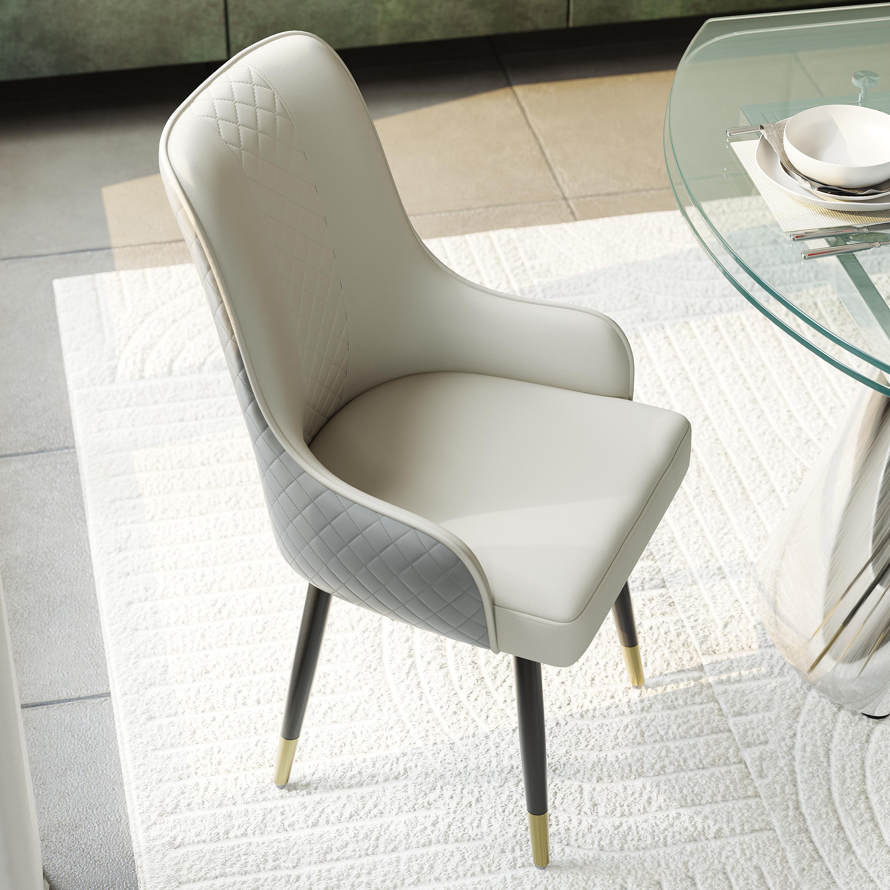Gray Gray & Light Gray PU Leather Dining Chairs