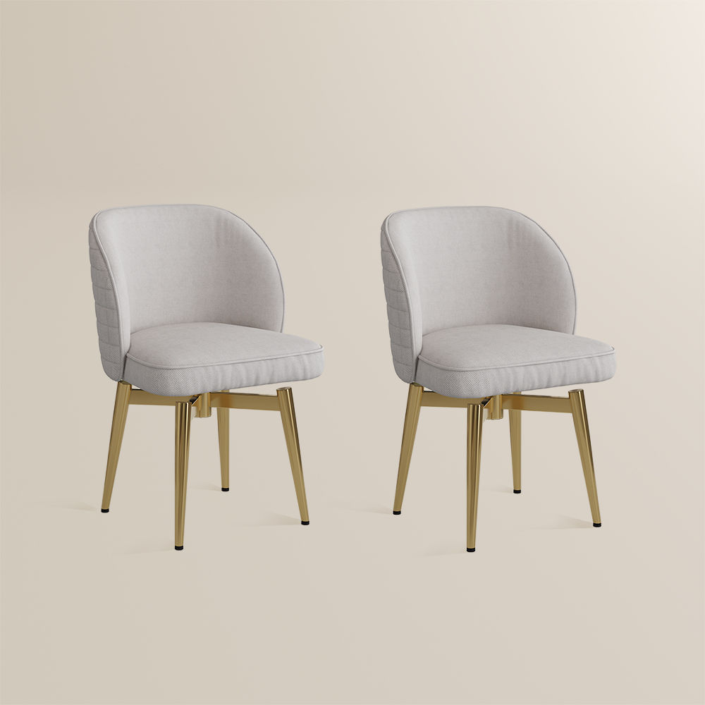 Velvet White & Gold Velvet Dining Chairs