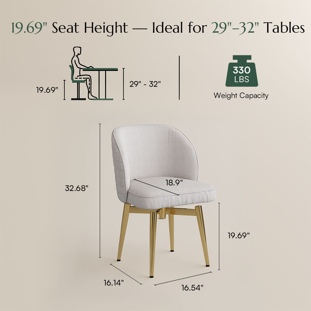 Armless White & Gold Velvet Dining Chairs